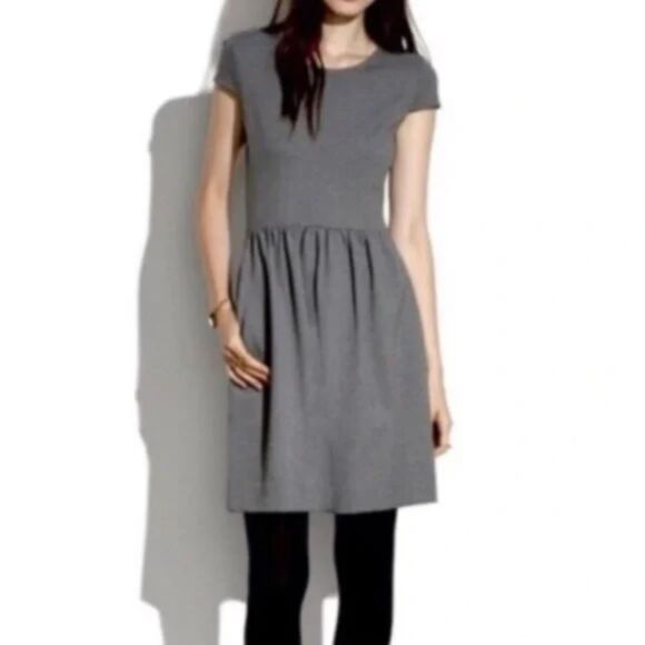 Madewell Dresses & Skirts - Madewell Knit Ponte Cap Sleeve Dress Women's L Gray Minimal Pockets Stretch NWT